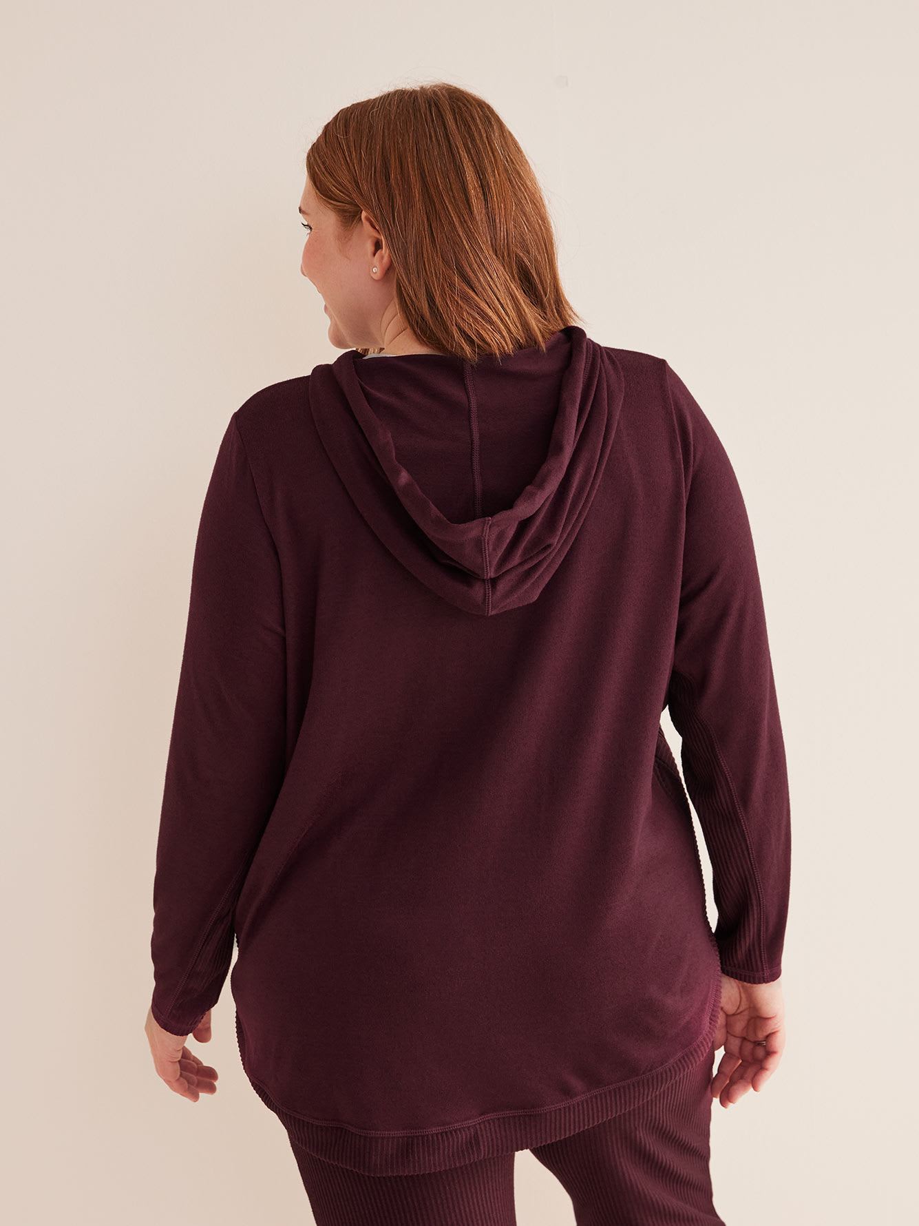 Ribbed Knit Hooded Top - Active Zone