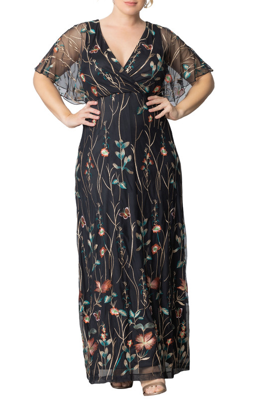 Kiyonna Plus Size Embroidered Elegance Evening Gown (Plus Size)
