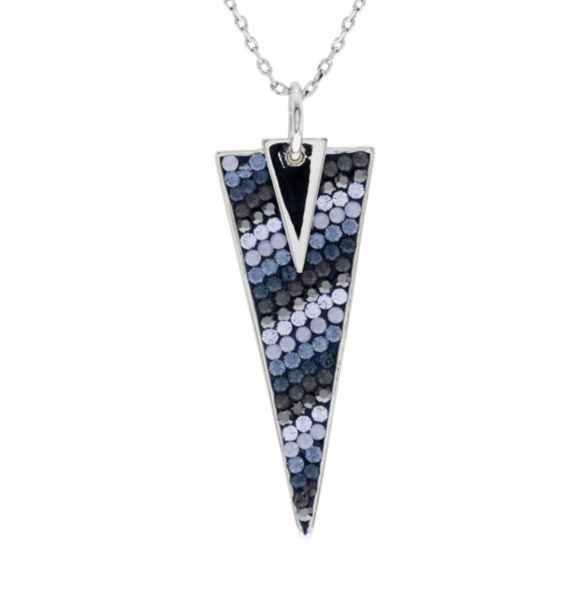 Goldtone Plated Crystal Pyramid Pendant in Ombre Black - callura