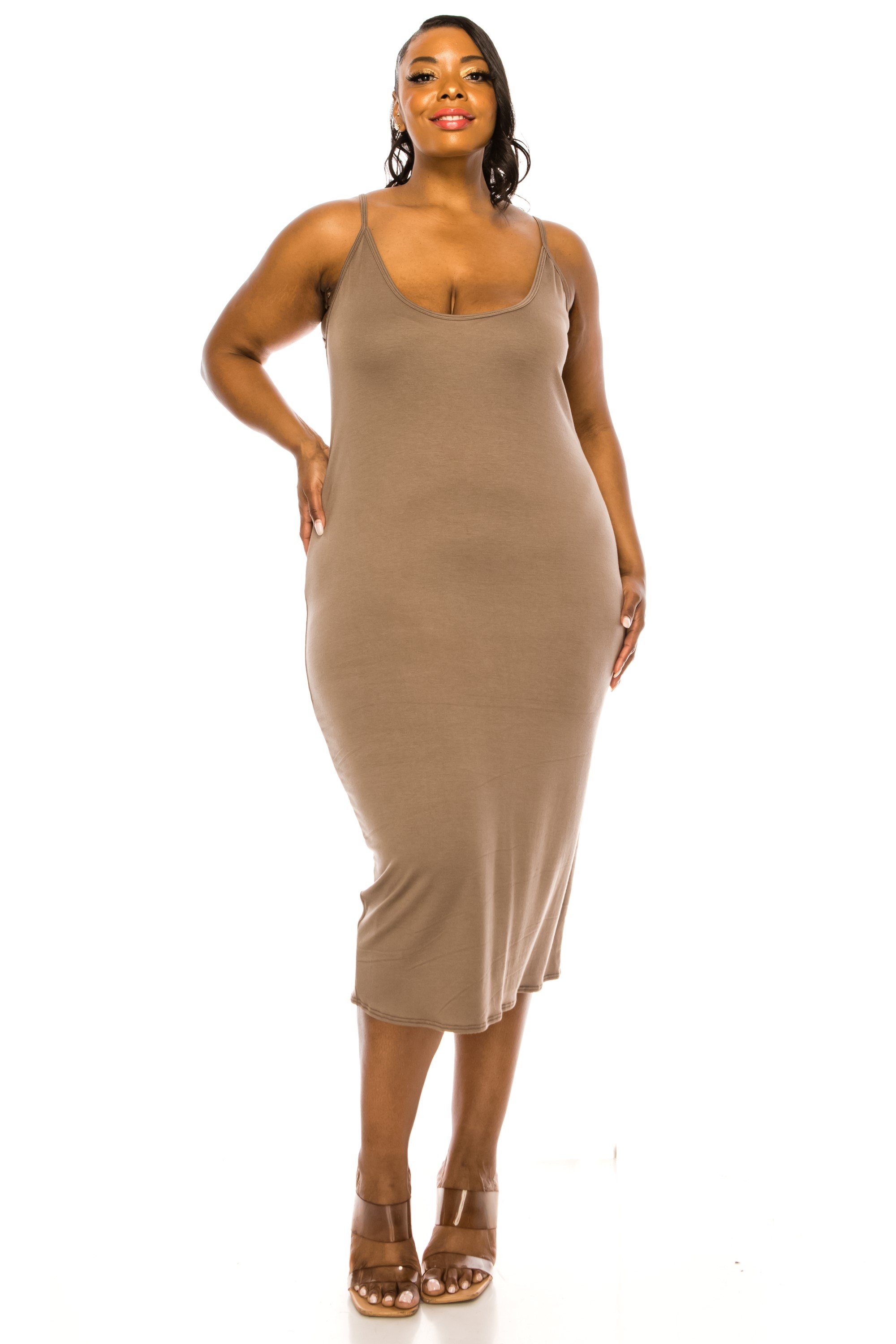 Jennie Spaghetti Strap Midi Dress - L I V D