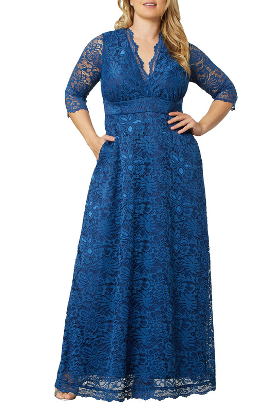 Kiyonna Plus Size Maria Lace Evening Gown (Plus Size)