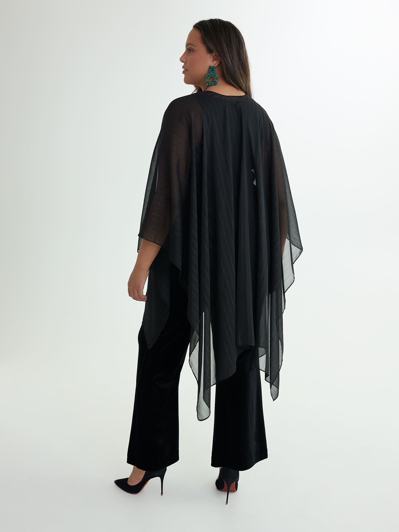 Lightweight Black Shawl with Striped Lurex