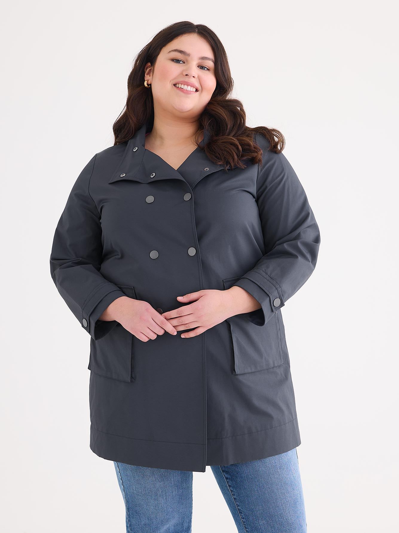Knee-Length Hooded Rain Jacket