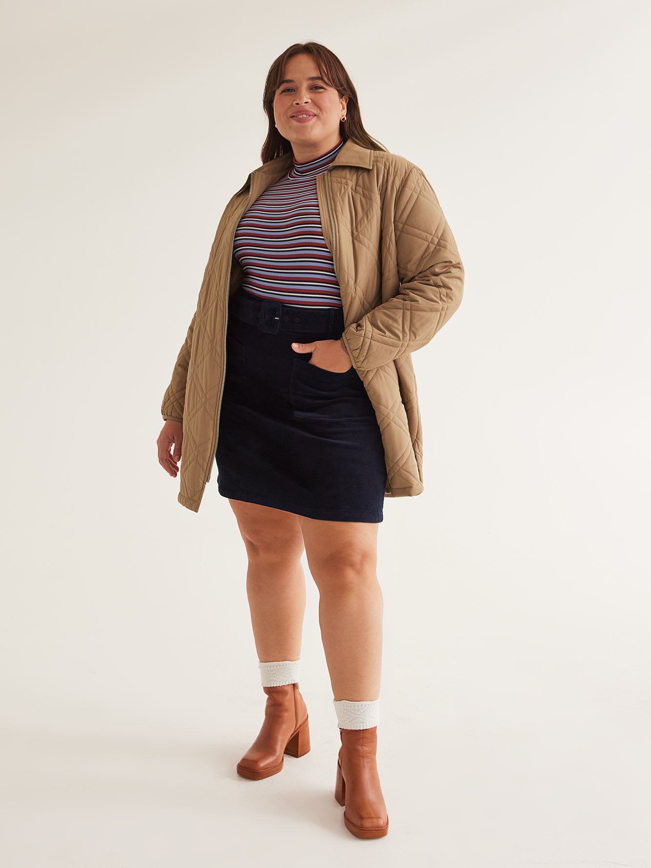 Responsible, Corduroy Mini Skirt with Belt