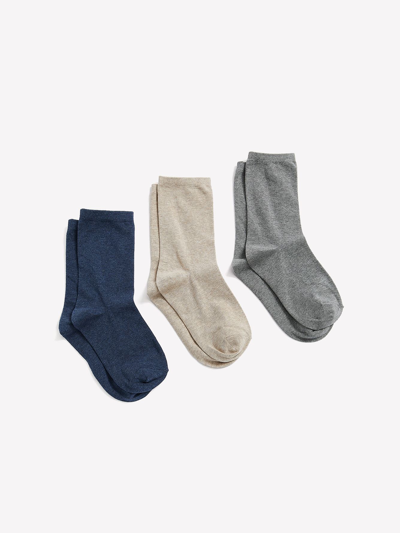 Neutral Coloured Crew Socks, Set of 3