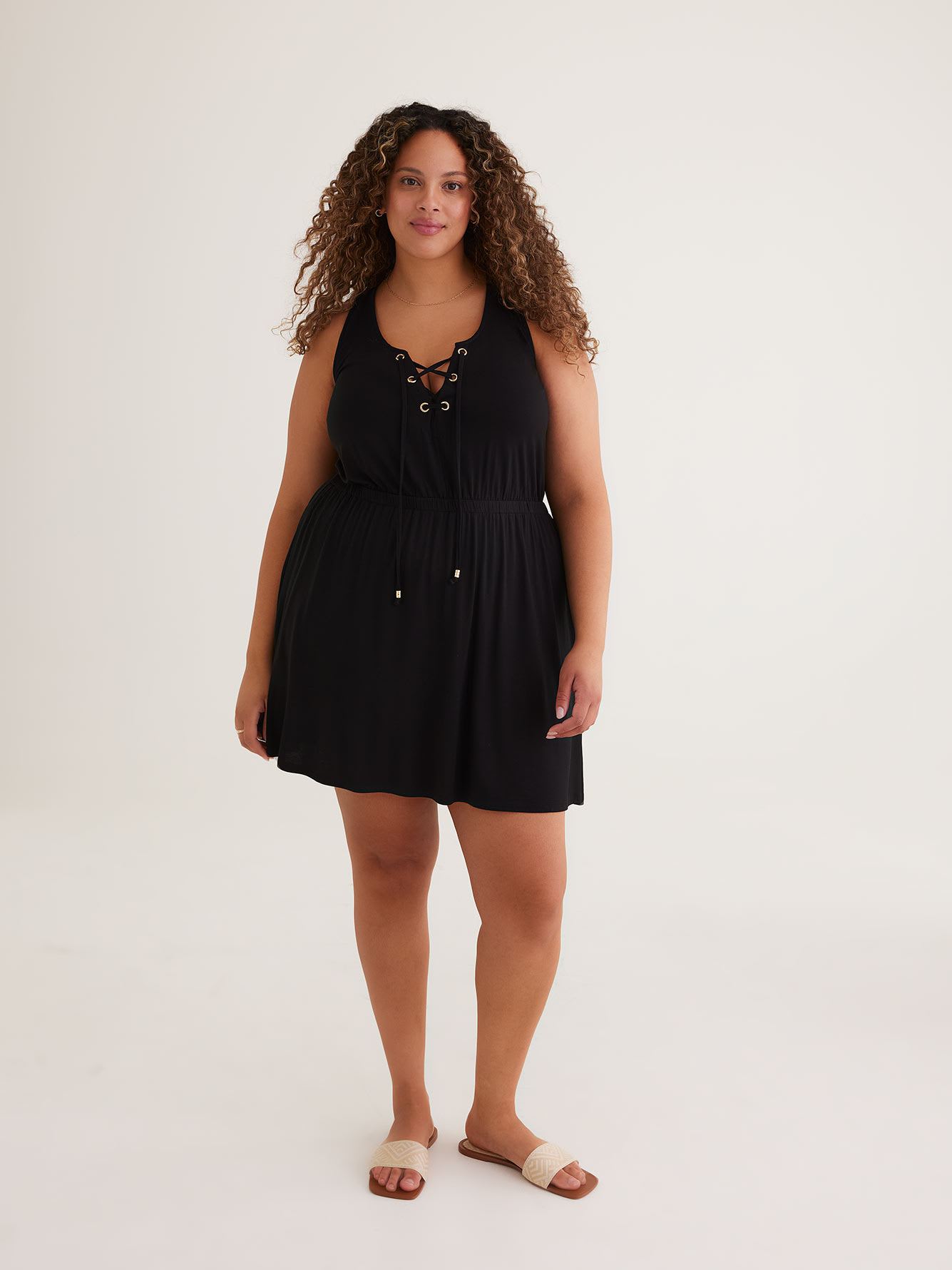 Cover Up Swim Dress with Elastic Waistband
