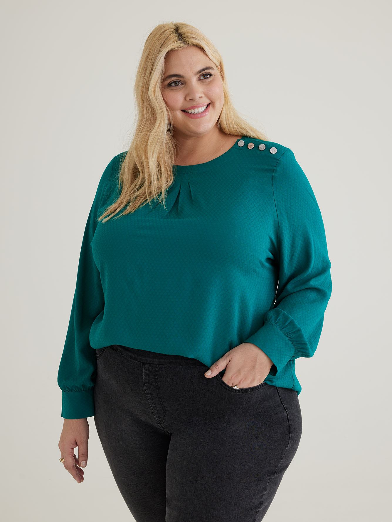 Responsible, Long-Sleeve Blouse with Crew Neck