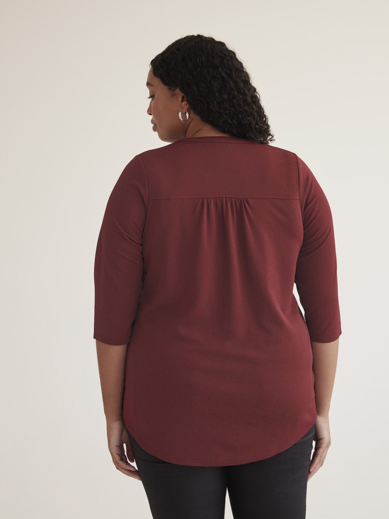 A-Line Knit Tunic with 3/4-Sleeves