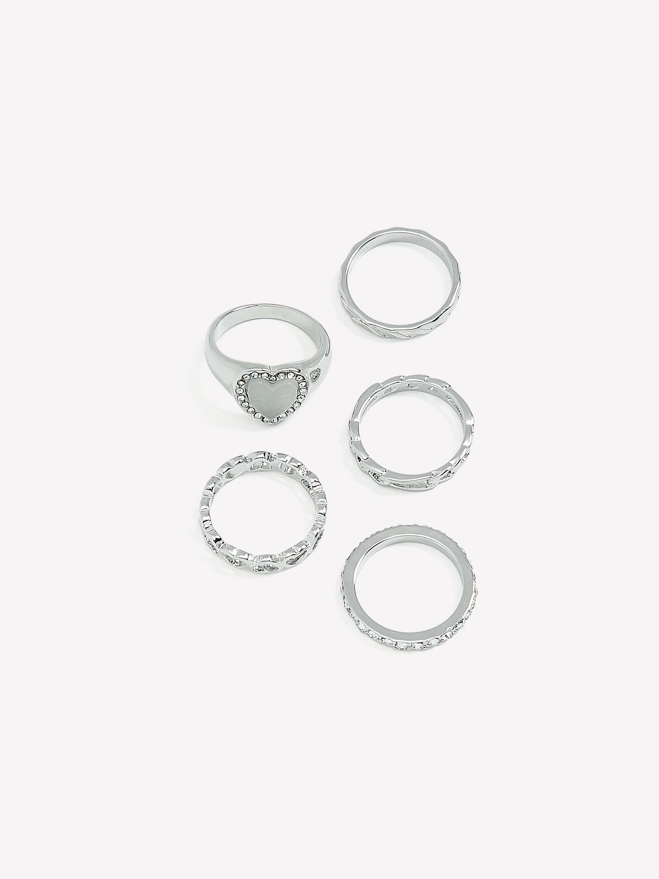 Rings with Hearts, pack of 5