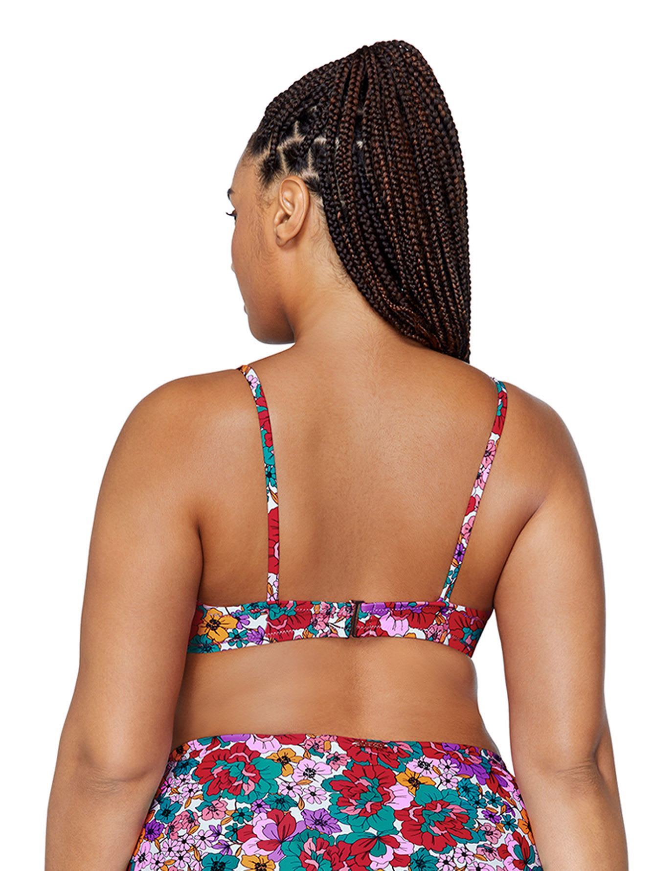 Floral-Print Collina Bra Swim Top - Raisins Curve