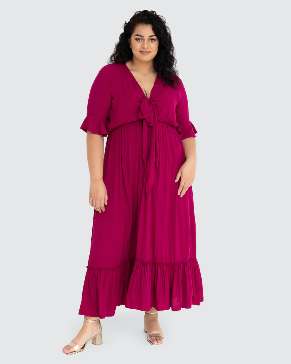 Dani Marie - Nicole Tie Front Plus Size Maxi Dress