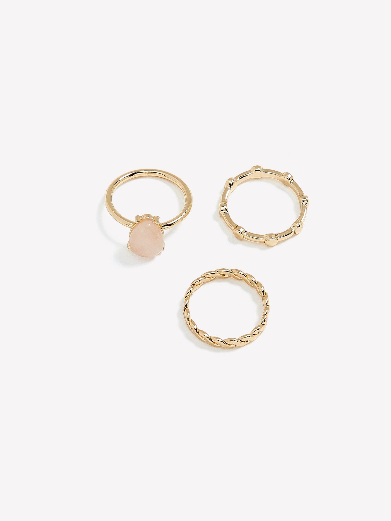 Assorted Golden Rings with Coloured Stones, Set of 3