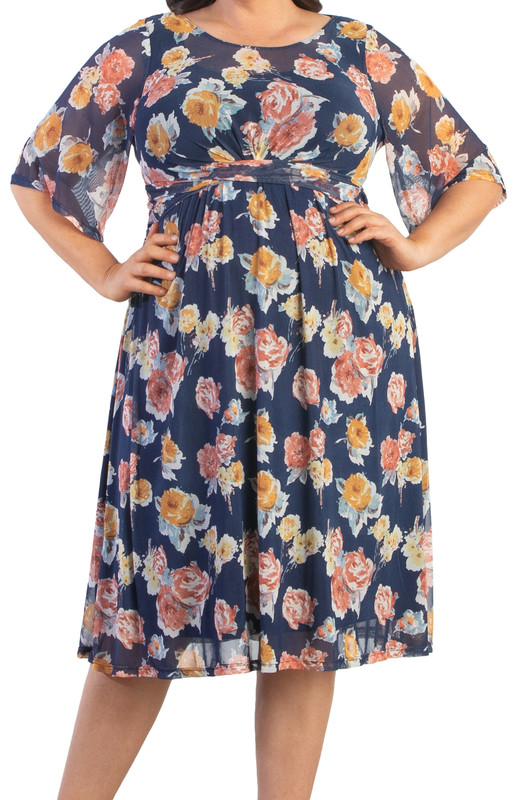 Kiyonna Plus Size Katarina Illusion Mesh Cocktail Dress (Plus Size)
