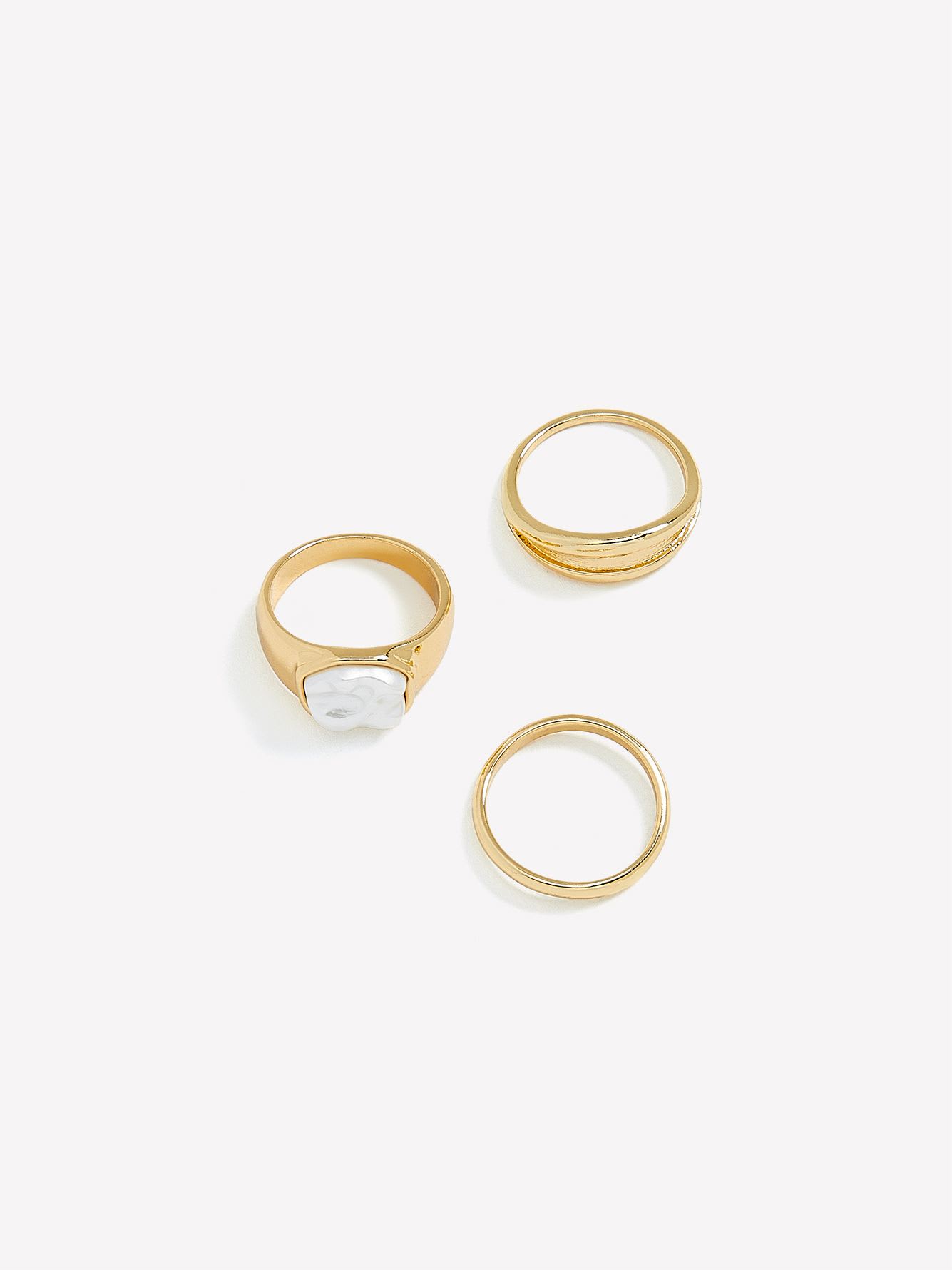 Assorted Golden Rings with Pearl, Set of 3