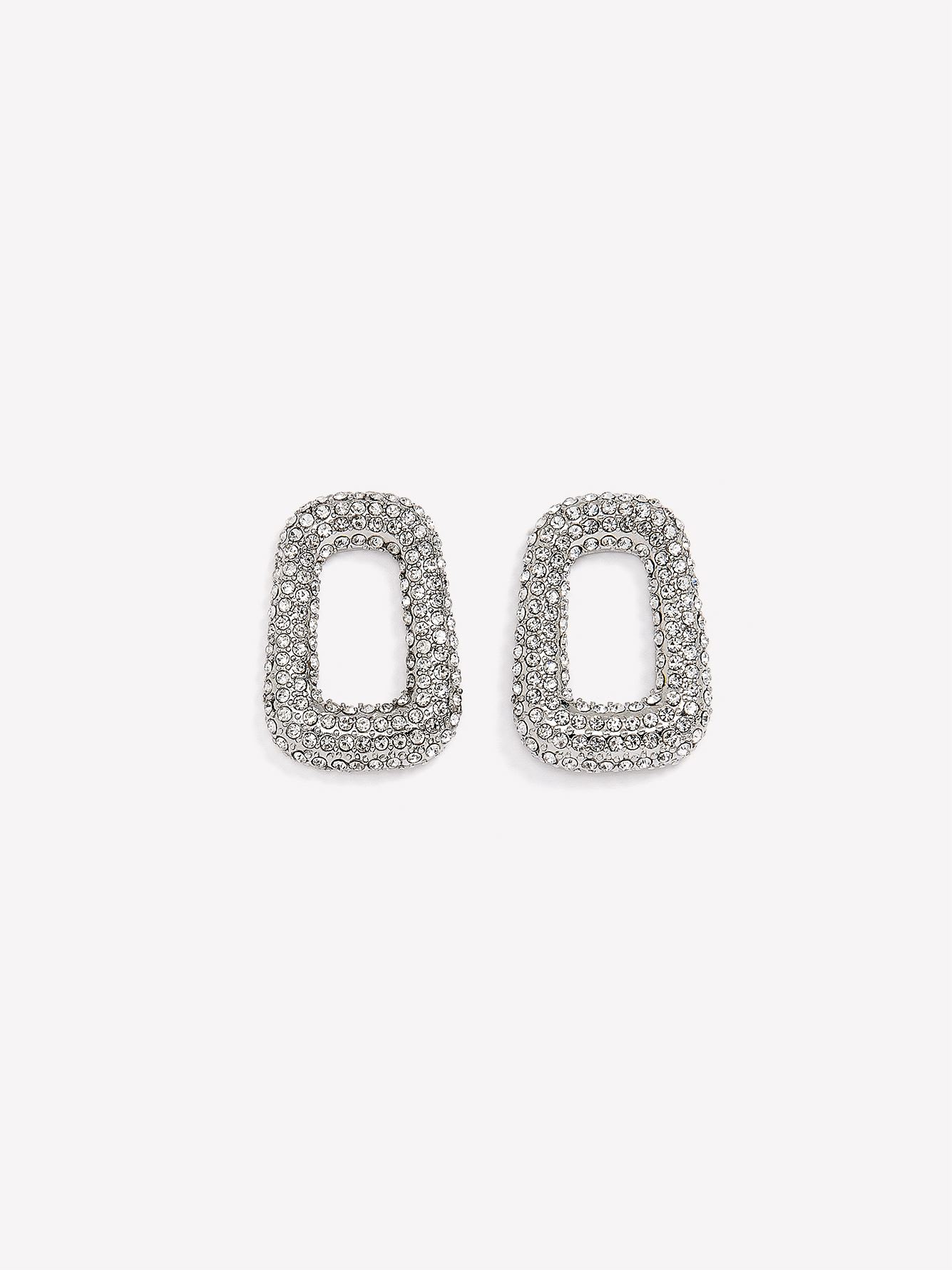 Chunky Square Earrings with Rhinestones