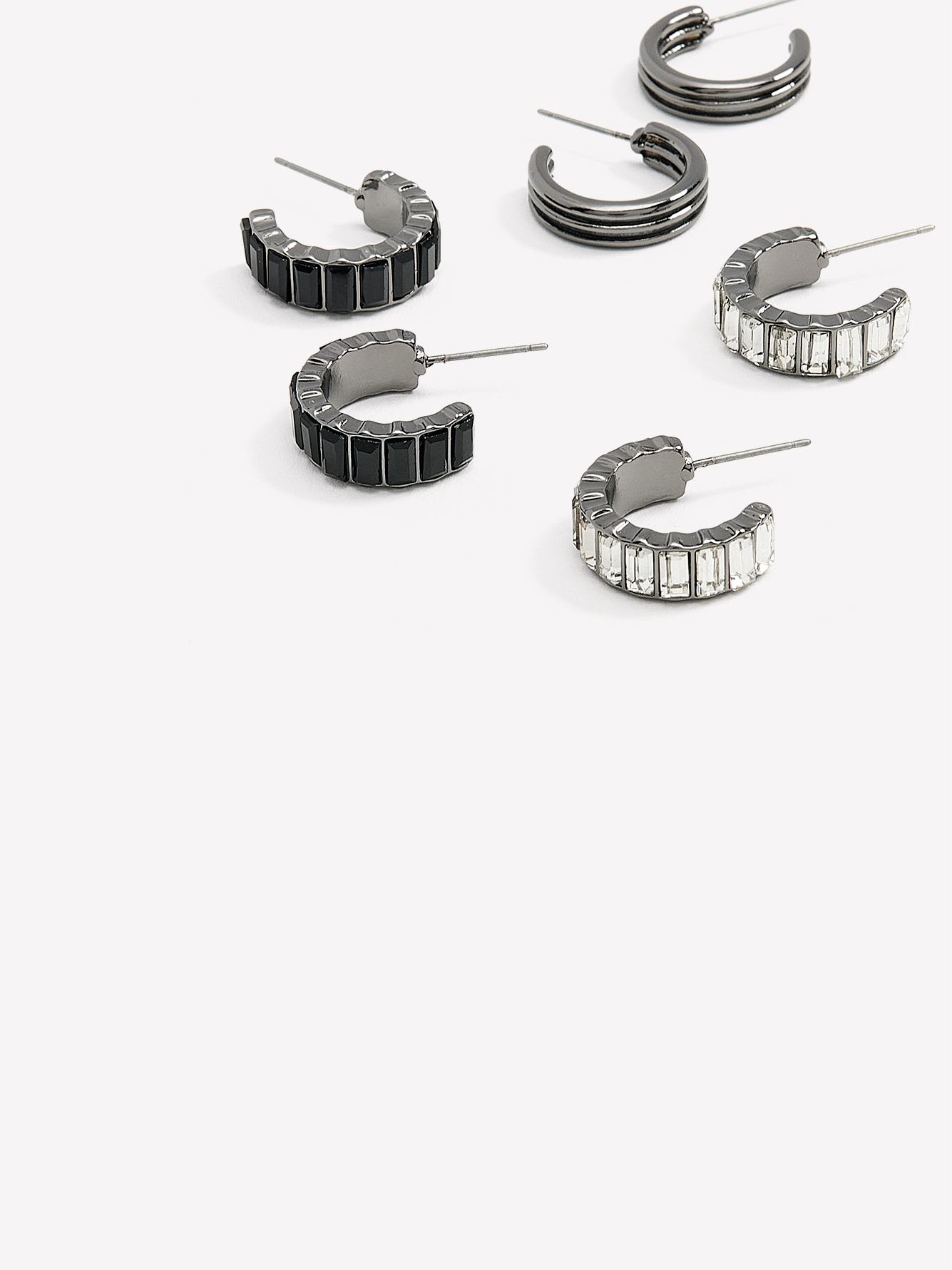 Fancy Mini Hoop Earrings, Set of 3