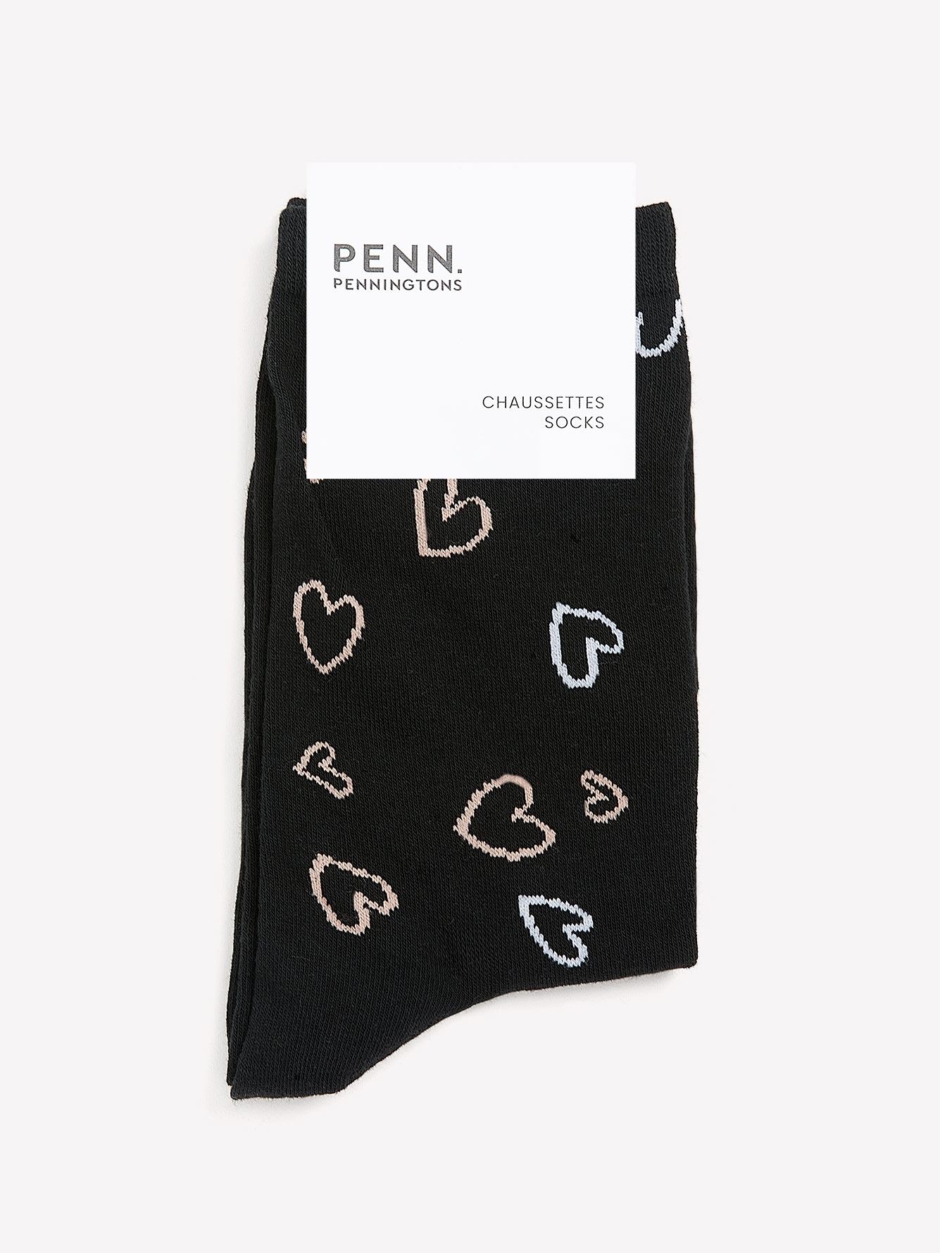 Crew Socks with Heart Print