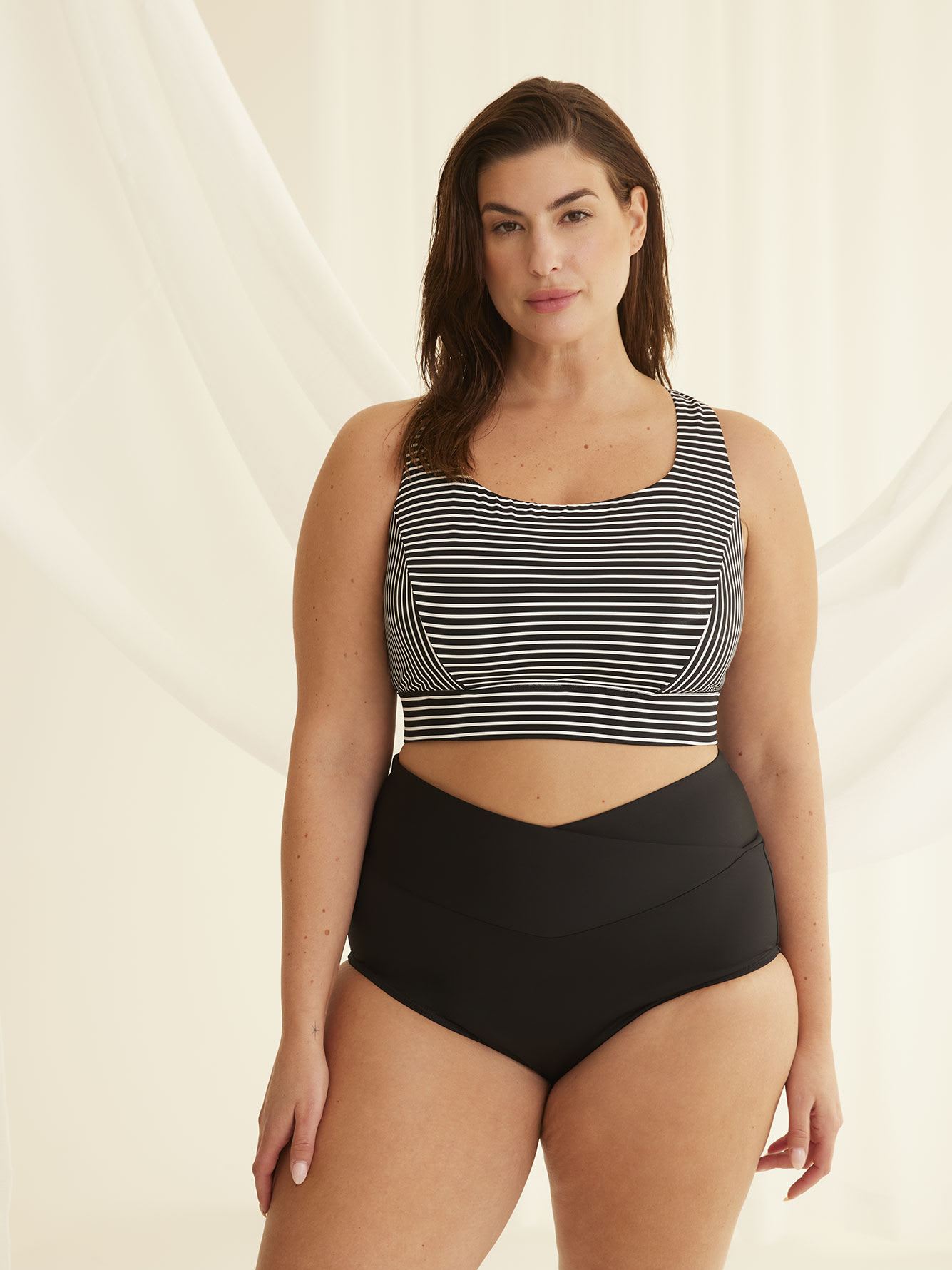 High-Waisted Solid Crisscross Swim Brief