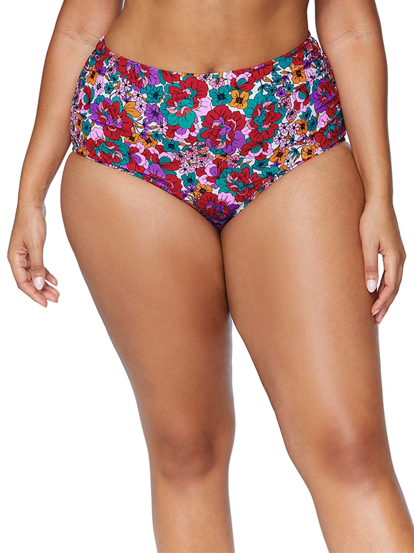 High-Rise Floral Keiora Swim Bottom - Raisins Curve