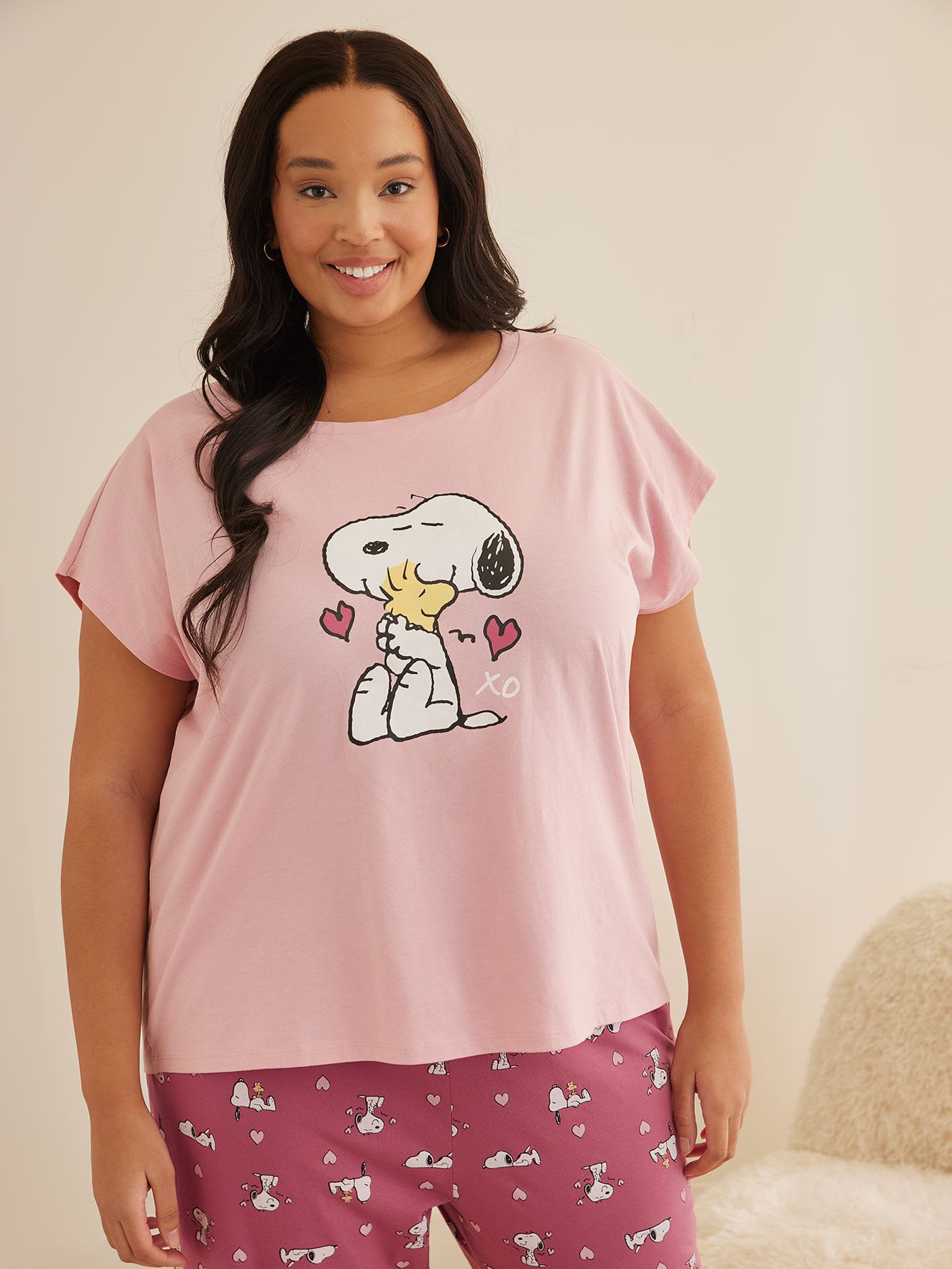 Pajama Top with Snoopy Print - ti Voglio