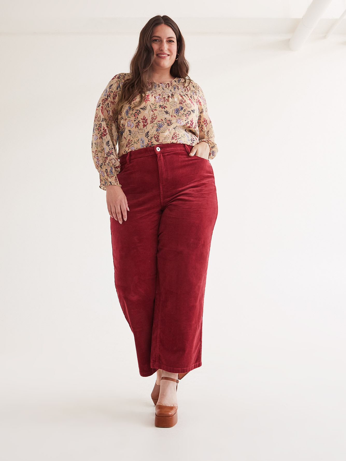 Responsible, Curvy-Fit High-Rise Wide-Leg Corduroy Pant
