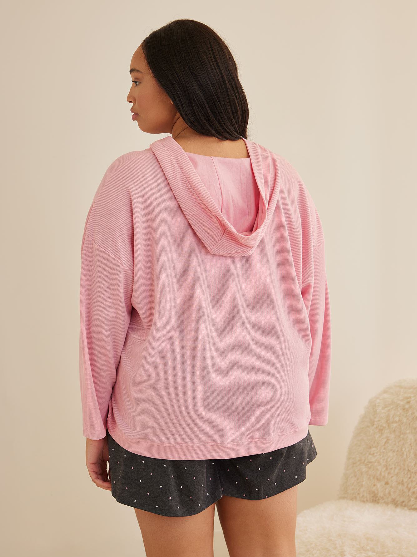 Waffle Knit Pyjama Hoodie with Embroidered Heart - ti Voglio