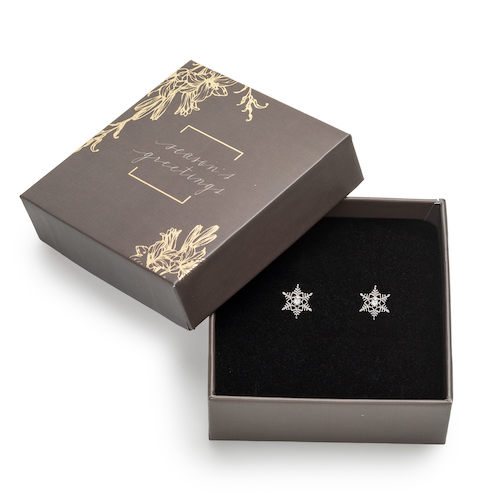 Holiday Gift Box with Clear Crystal Ornate Snowflake Stud Earrings - callura