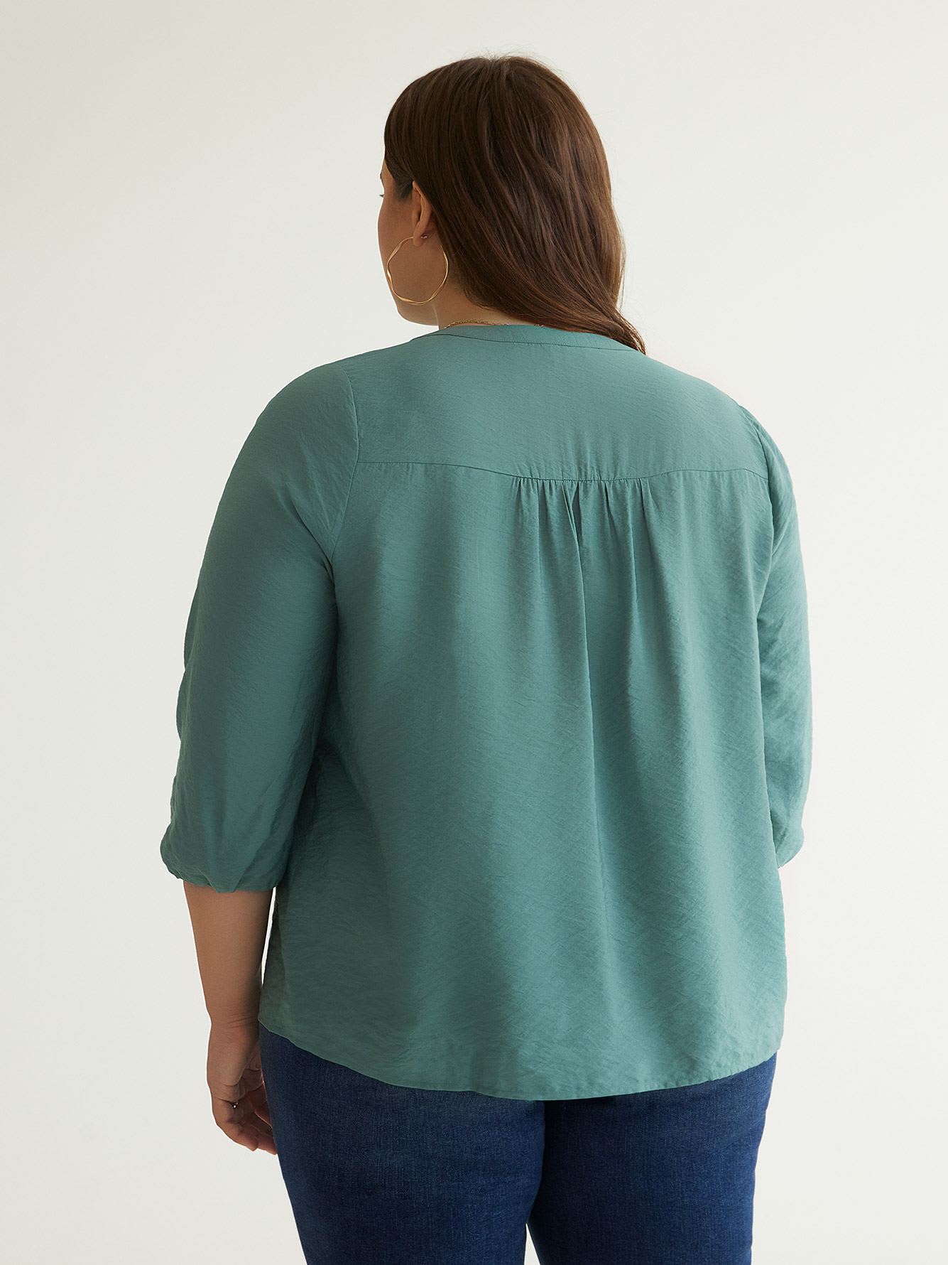 Responsible, Split Neck Flowy Blouse