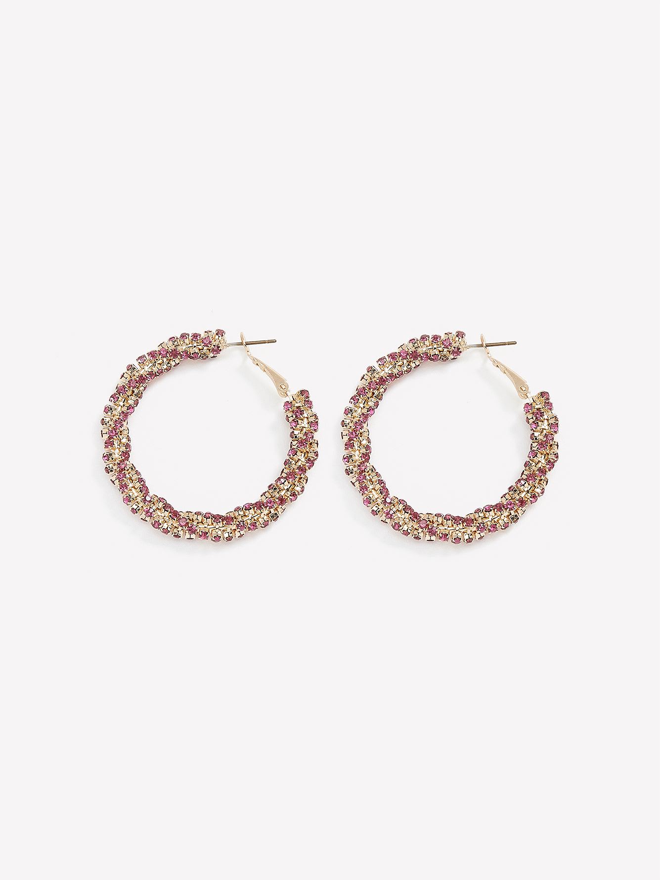 Coloured Rhinestones Hoop Earrings