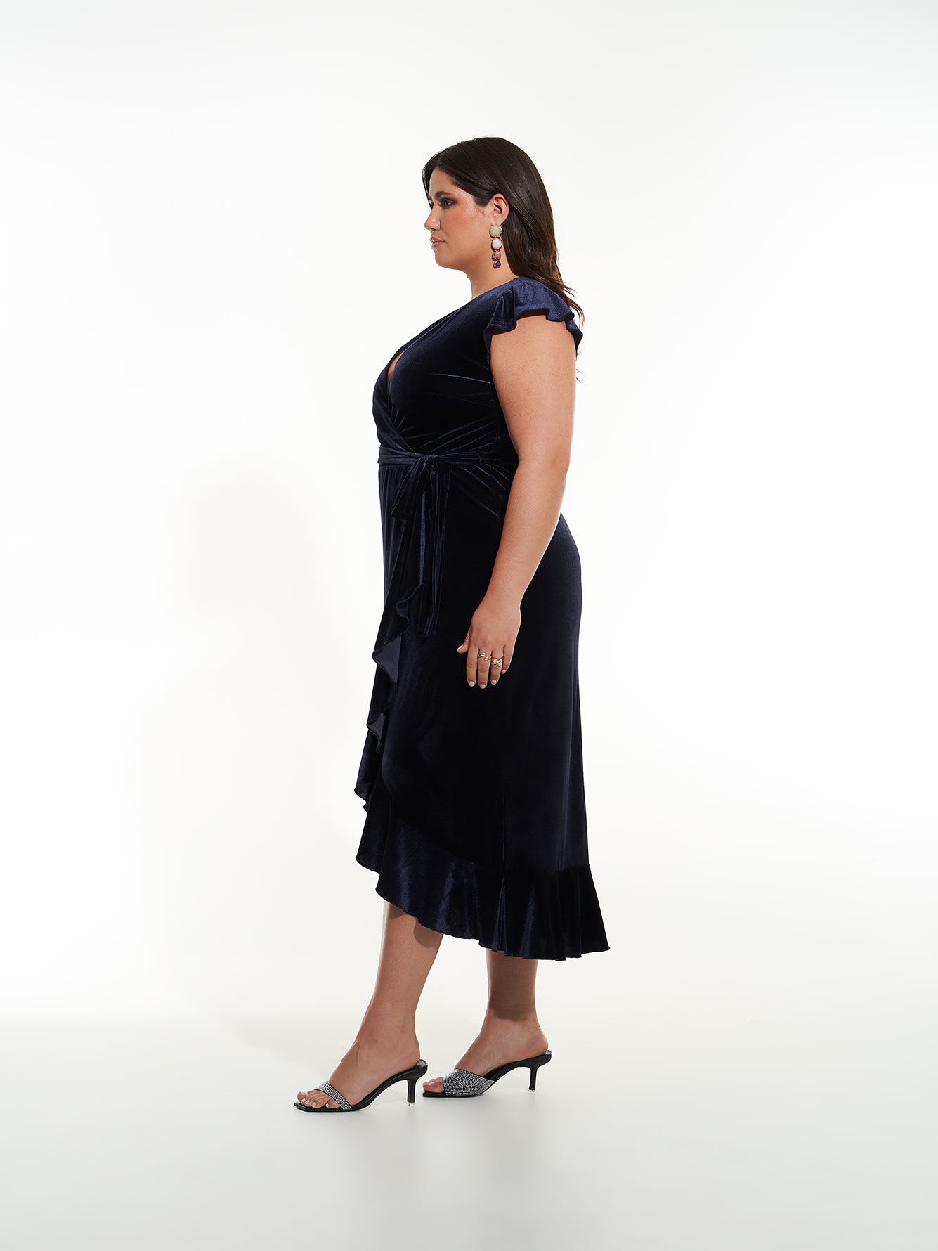 Wrap Velvet Maxi Dress with Tiered Hem - Addition Elle