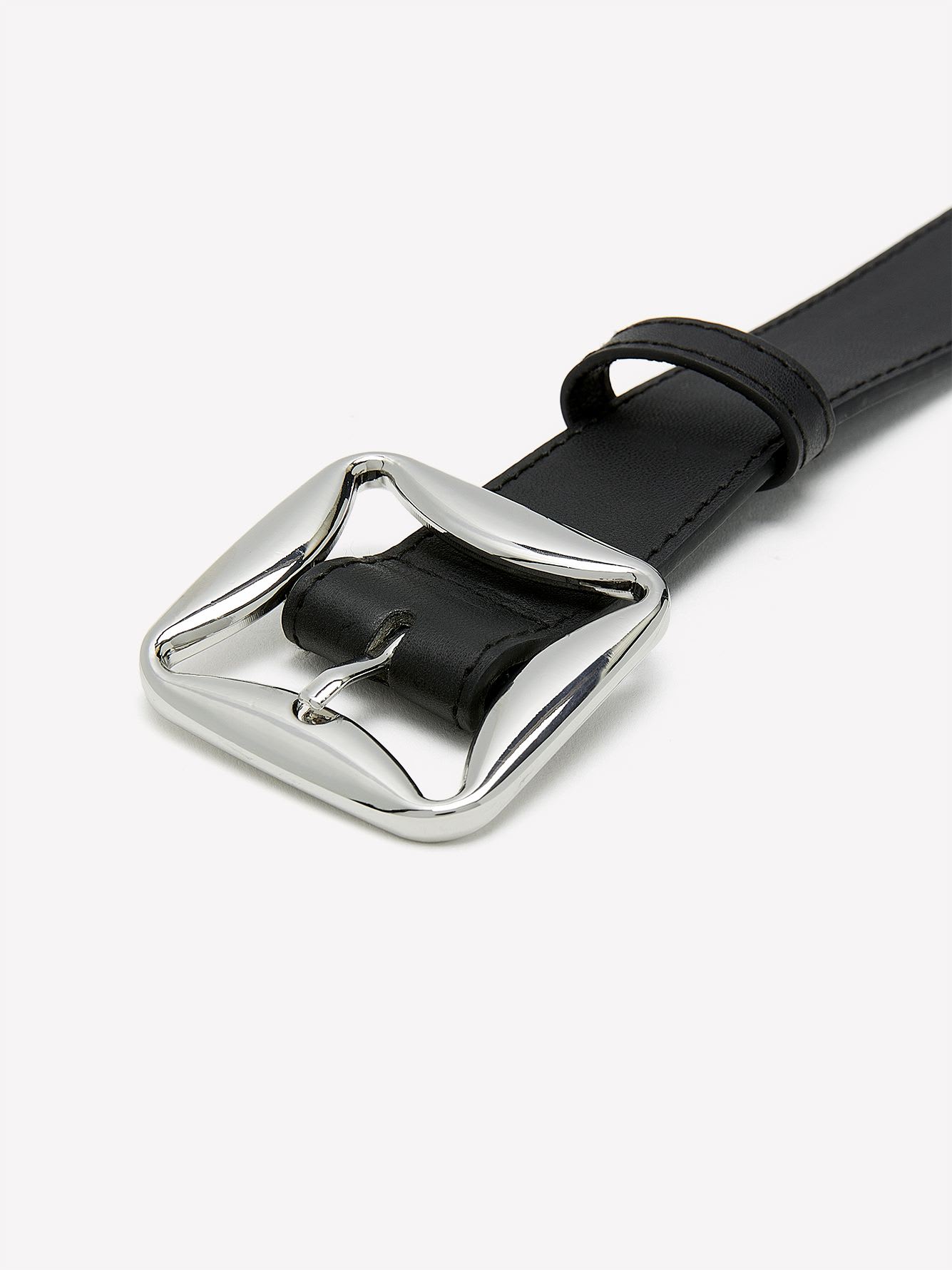 Faux-Leather Belt with Square Buckle