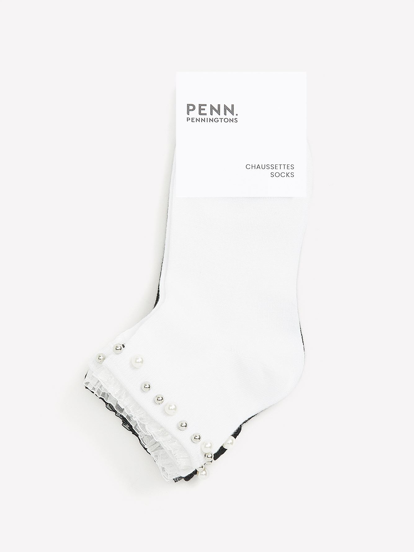 Crew Socks with Pearl Trim, pack of 2