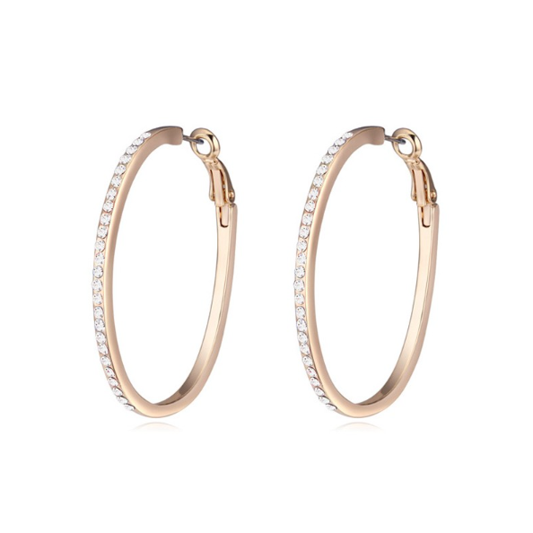 Goldtone Hoop Earrings in Brilliant Crystal Clear by Callura