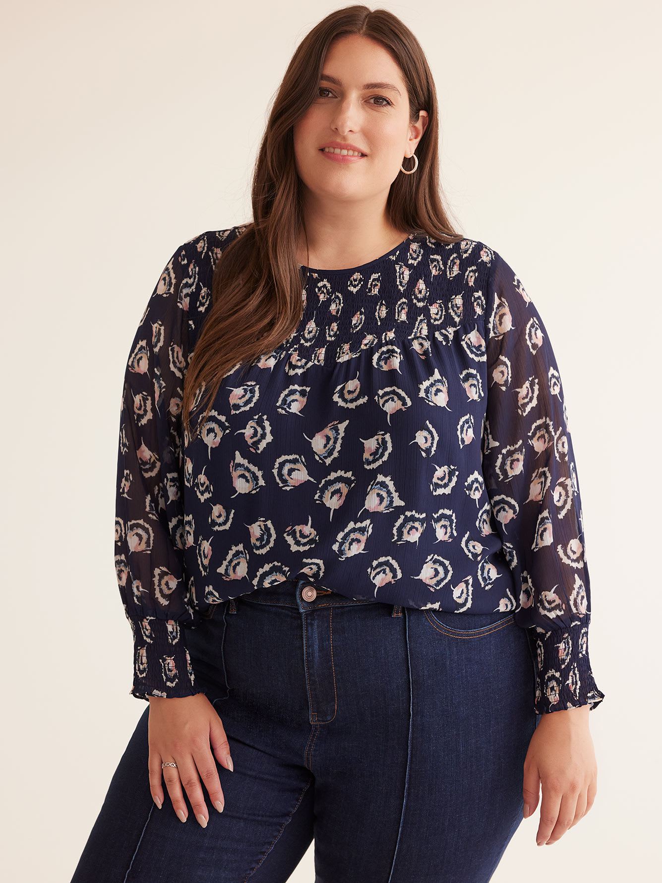 Lightweight Blouse with Smocked Neckline