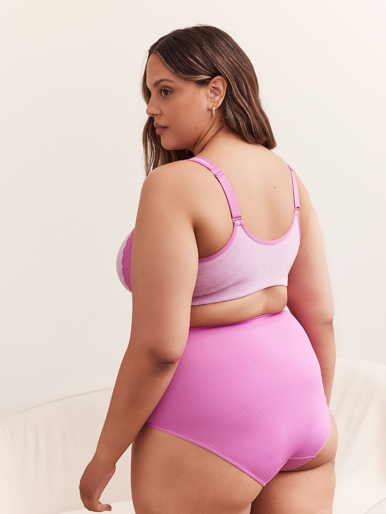 Front Closure Wireless Heather Cotton Bra with Lace Trims - ti Voglio