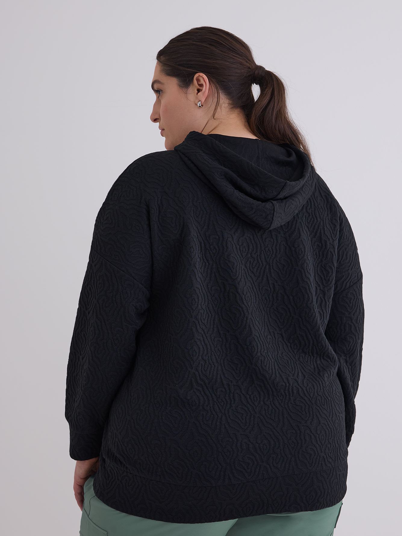 High-Low Textured Hoodie - Active Zone
