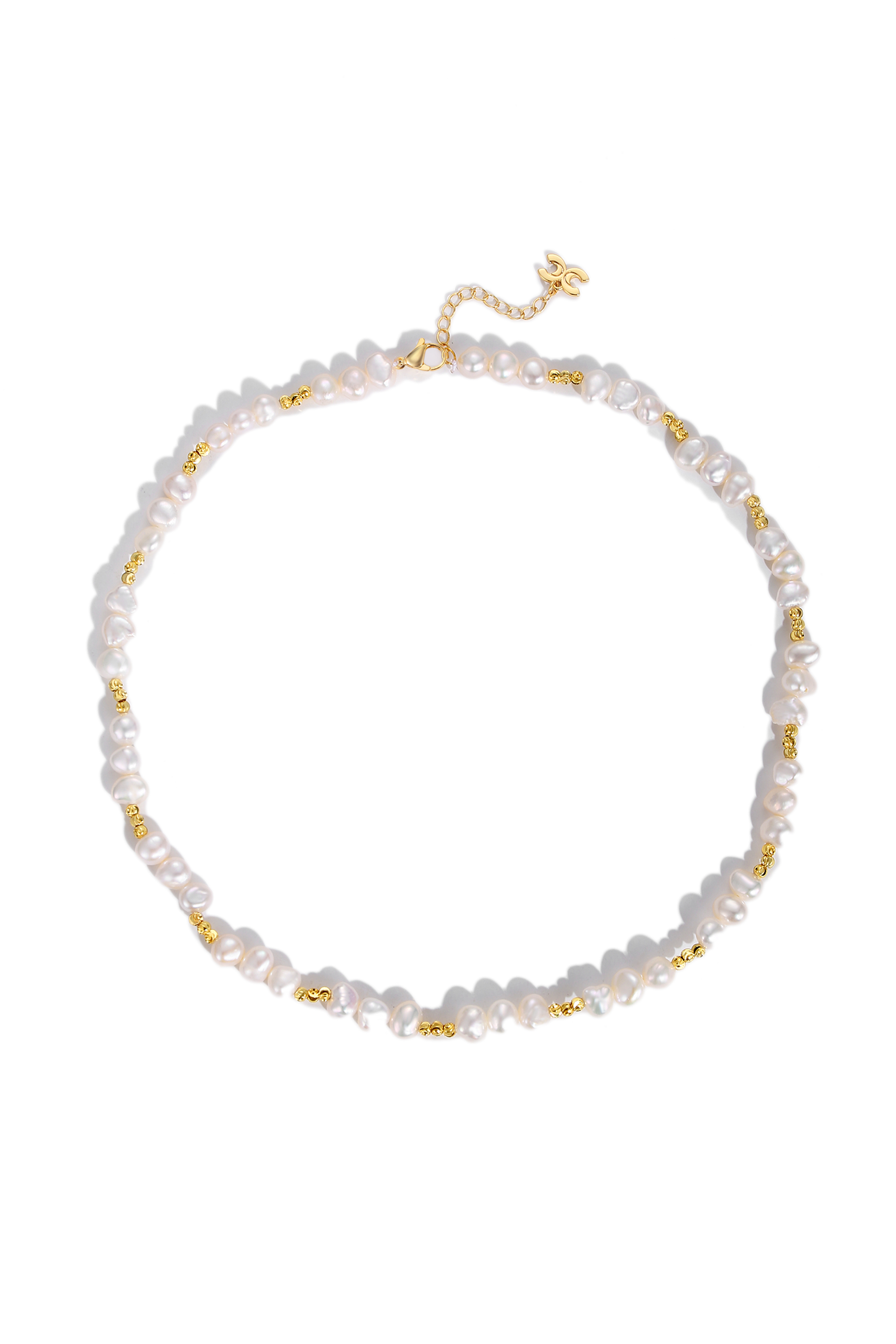 Classicharms-Mera Baroque Pearl and Diamond Cut Beads Necklace