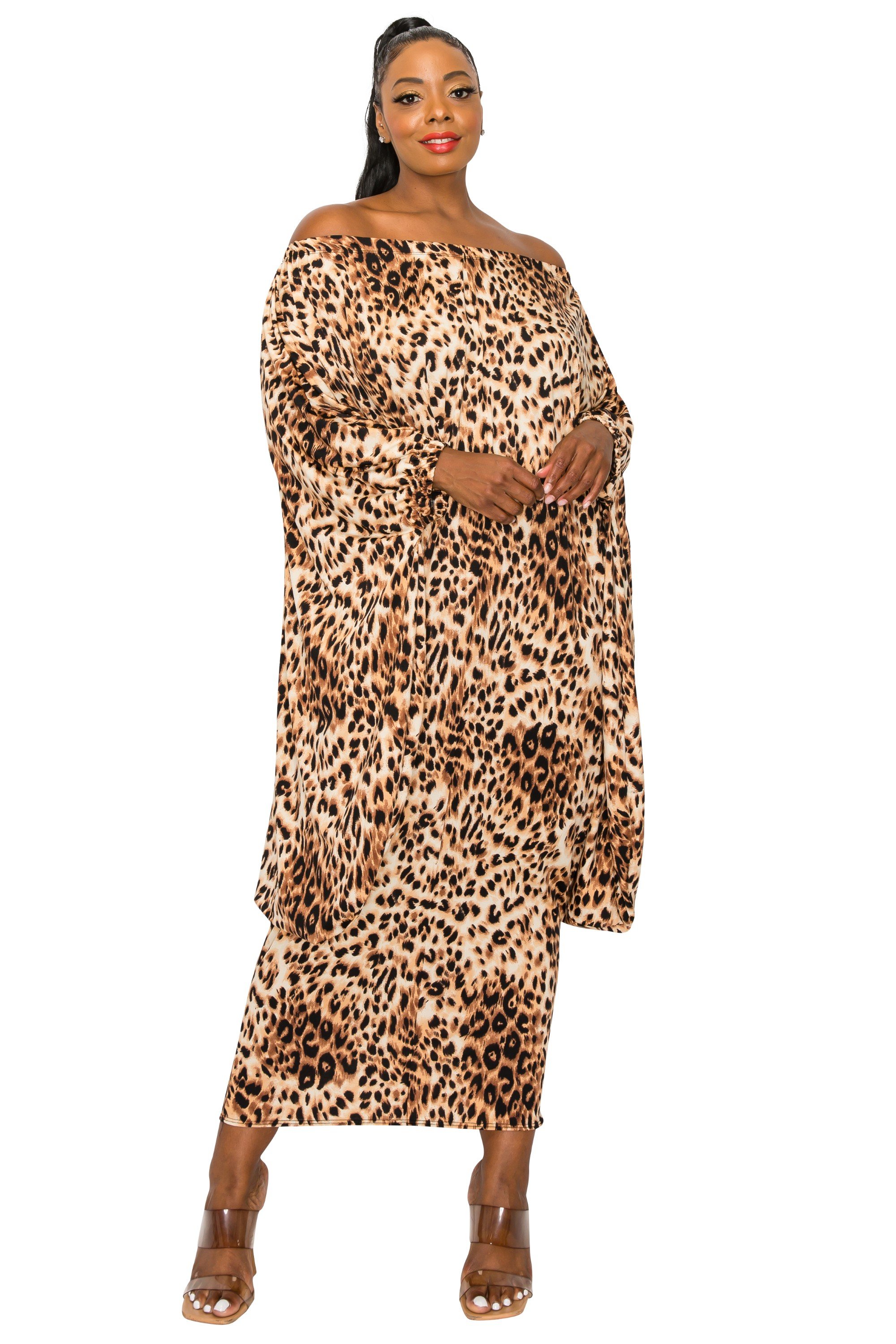 Wildcat Glam Off Shoulder Kaftan Dress - L I V D