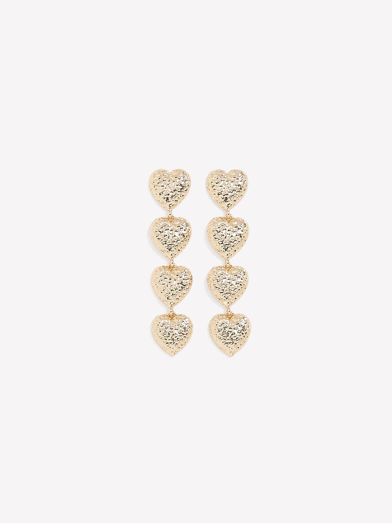 Long Earrings with Hammered Hearts
