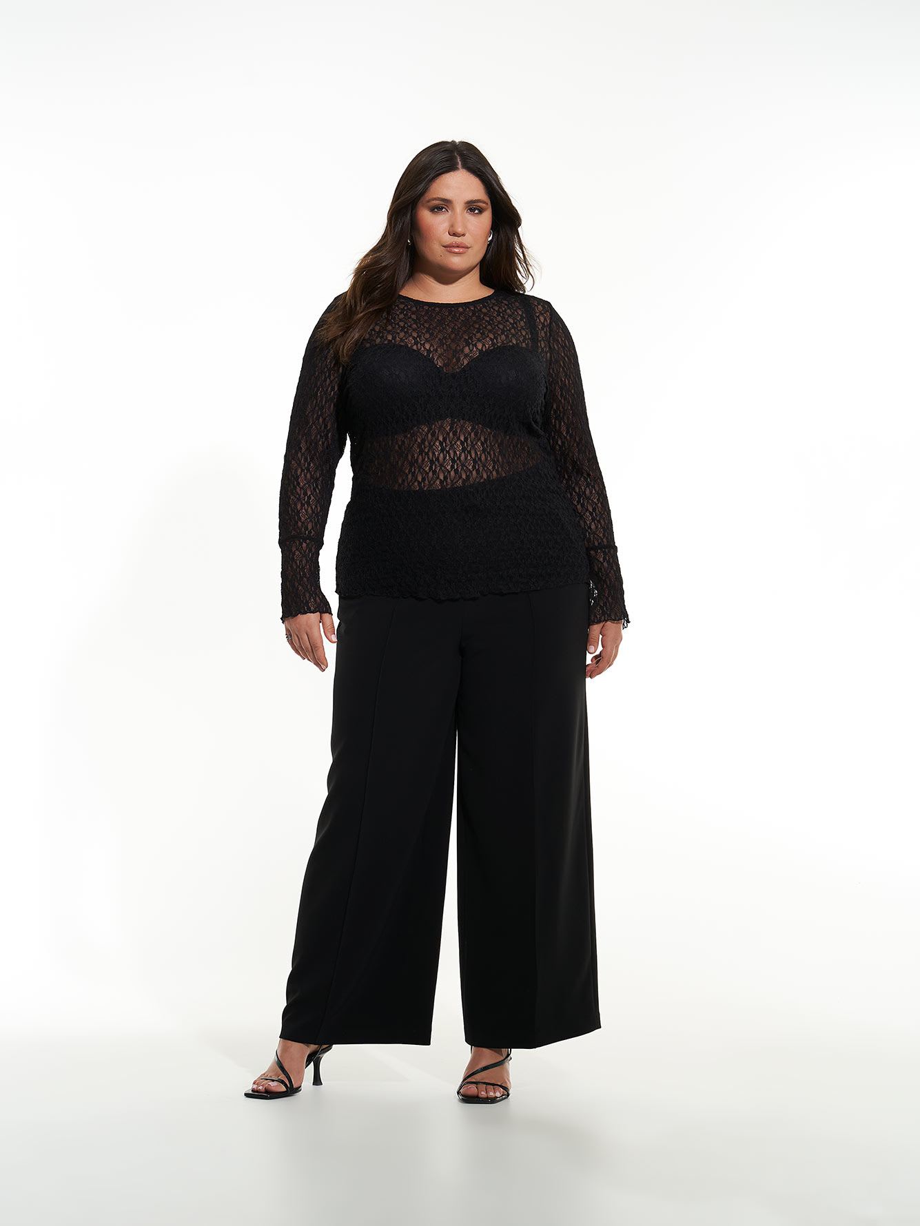 Black Lace Knit Top - Additon Elle