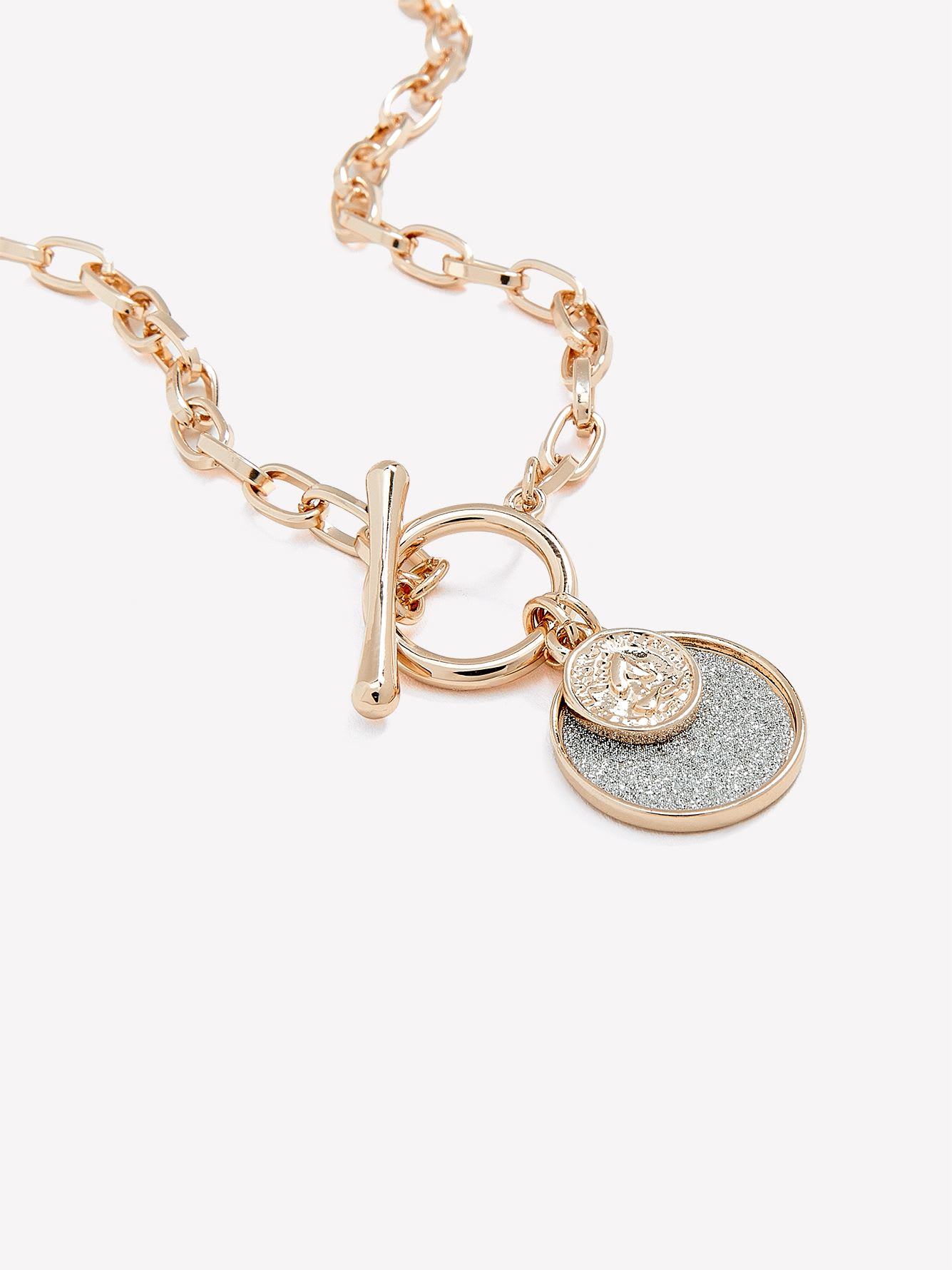 T-Bar Short Necklace with Paper Glitter Pendant