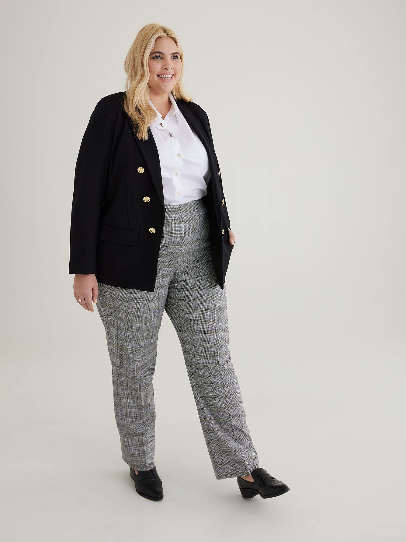 Plaid Straight-Leg Savvy Pant - PENN. Essentials