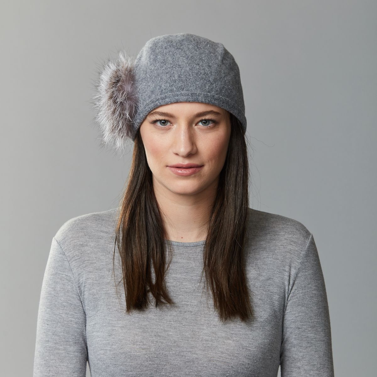 CANADIAN HAT - CICI - ORMOS W SIDE UPCYCLED FUR POM