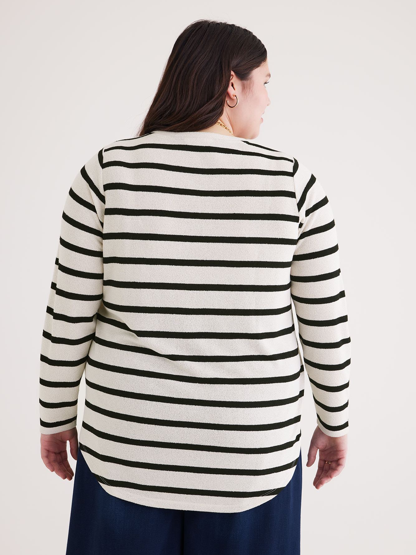 Long-Sleeve Crew-Neck Striped Top