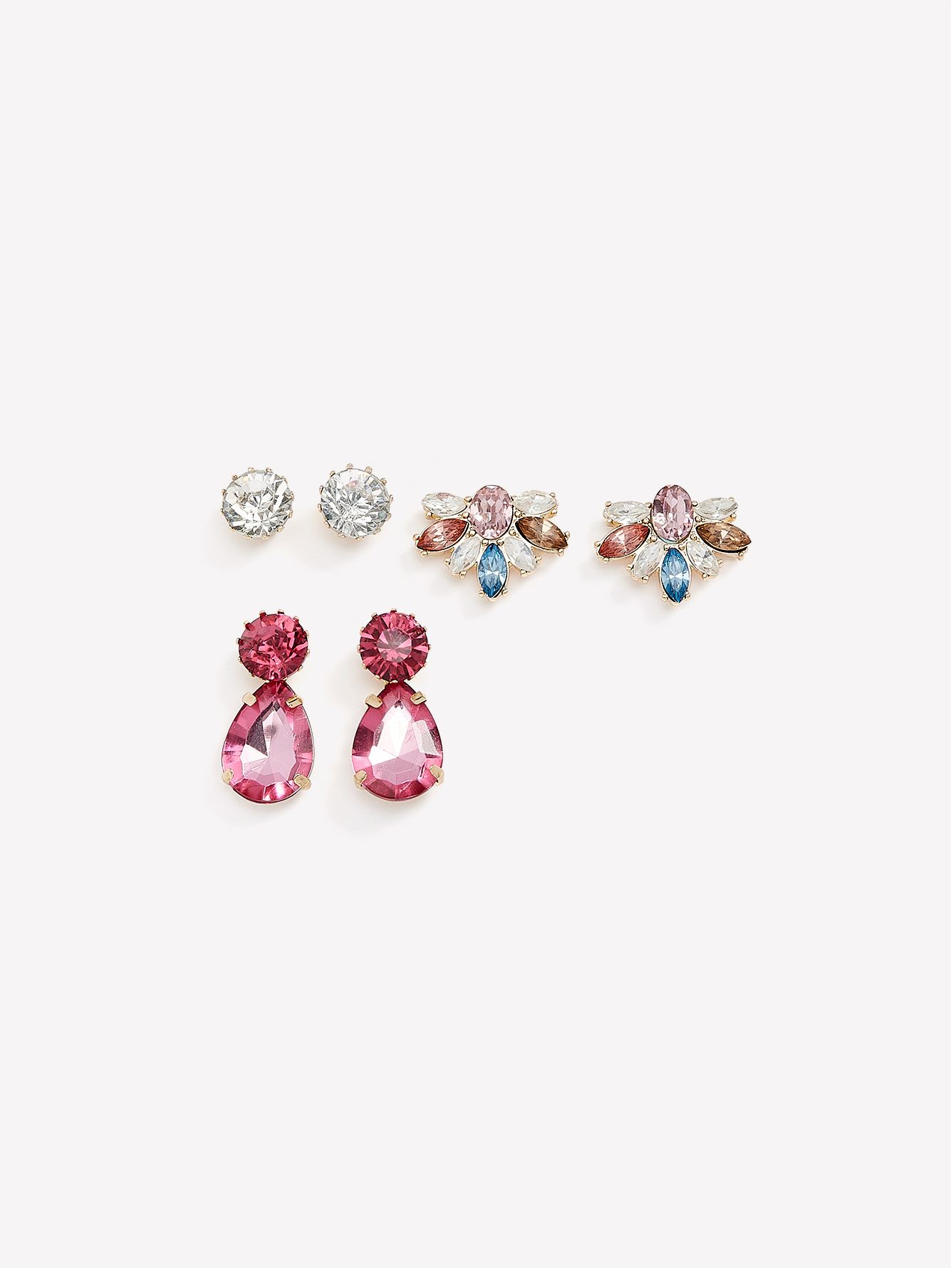 Assorted Fancy Stone Earrings, Set of 3