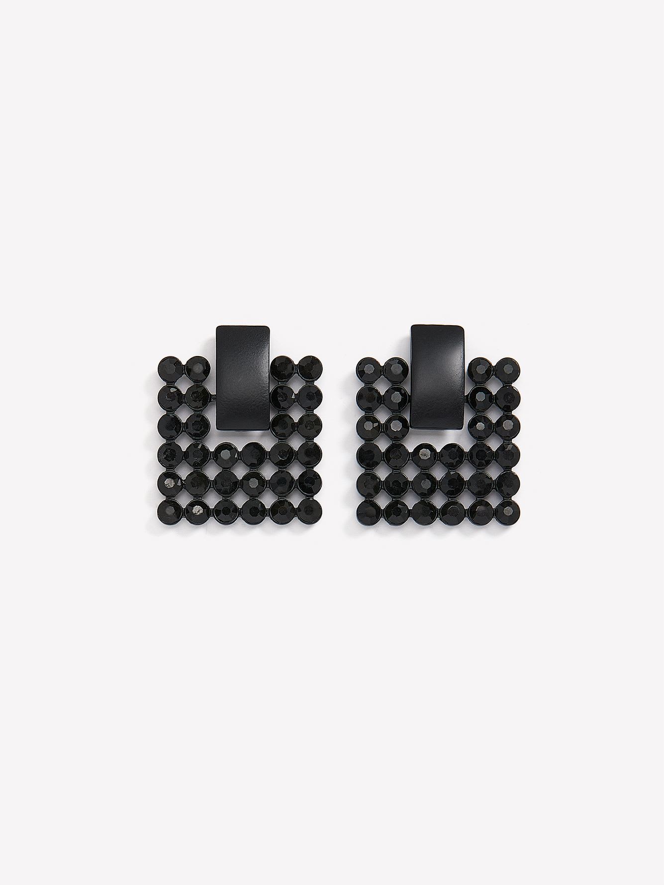 Black Fancy Square Earrings