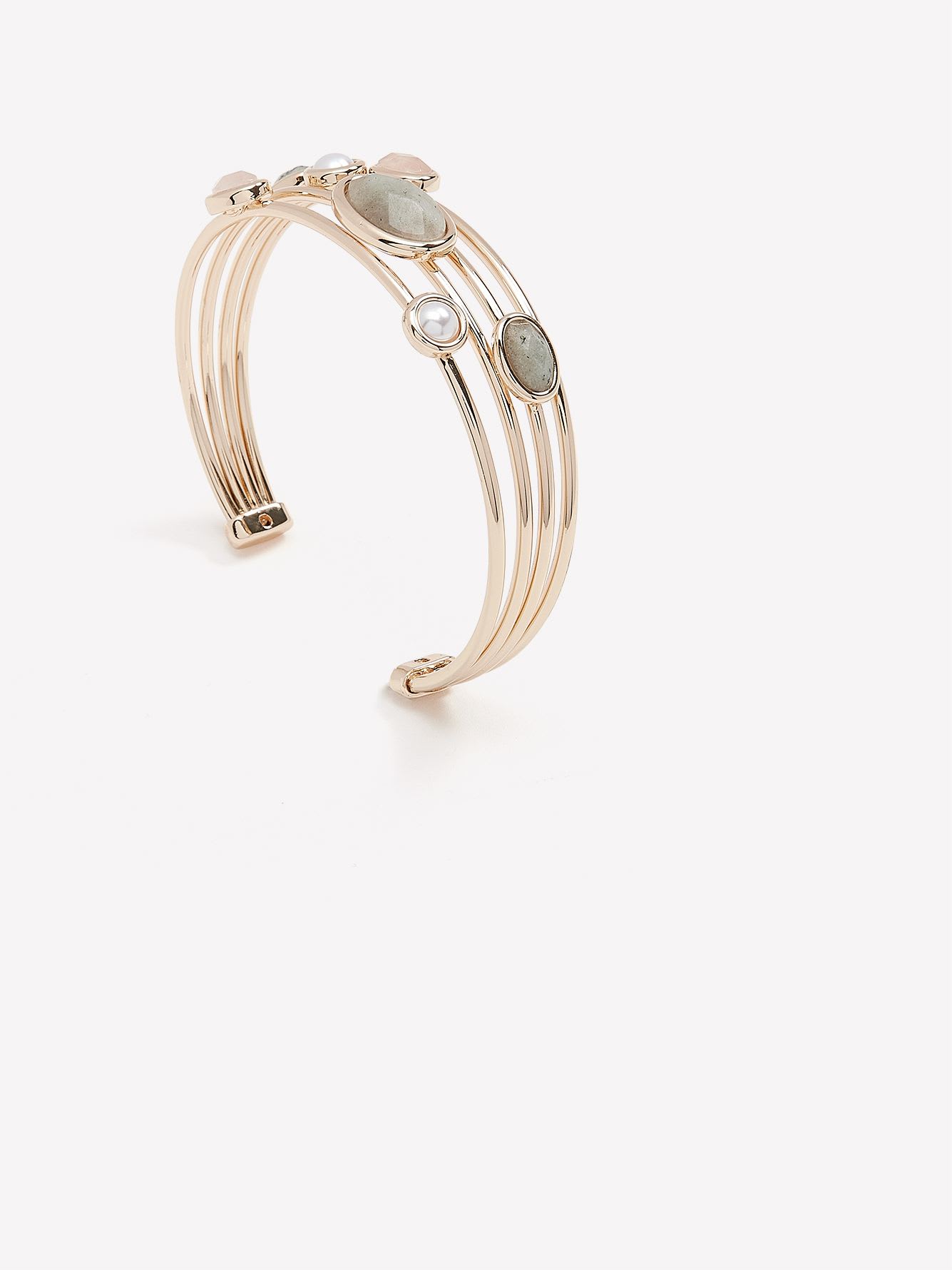 Golden Cuff Bracelet with Dark Stones