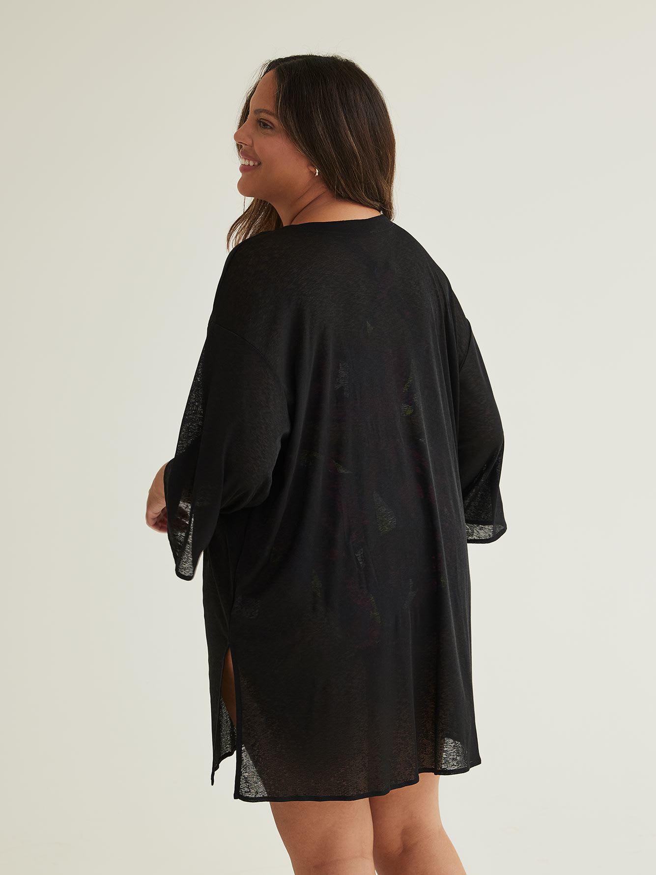 Black Knit Swim Cover-Up Dress