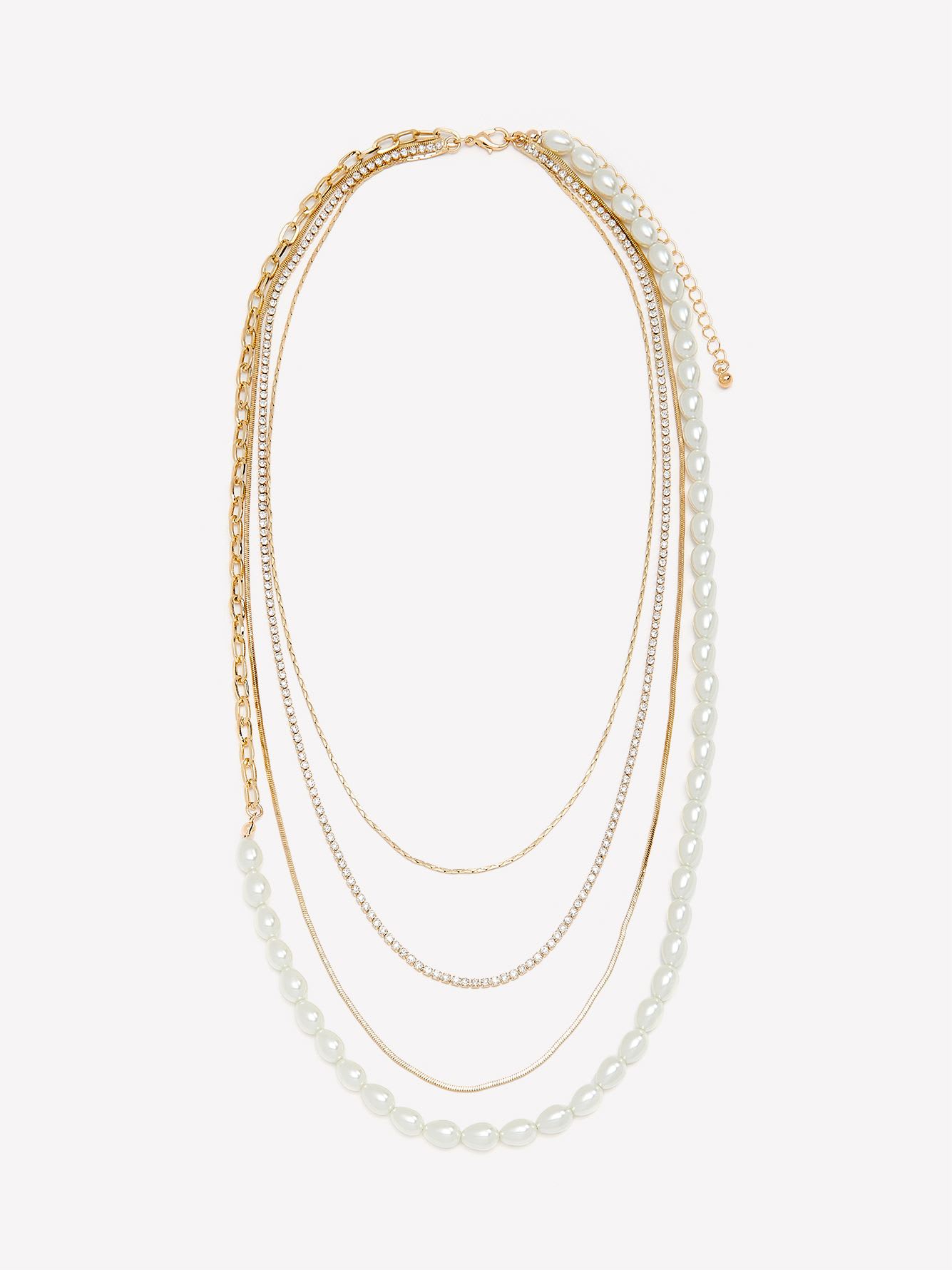 Four-Layer Dainty Necklace with Pearls