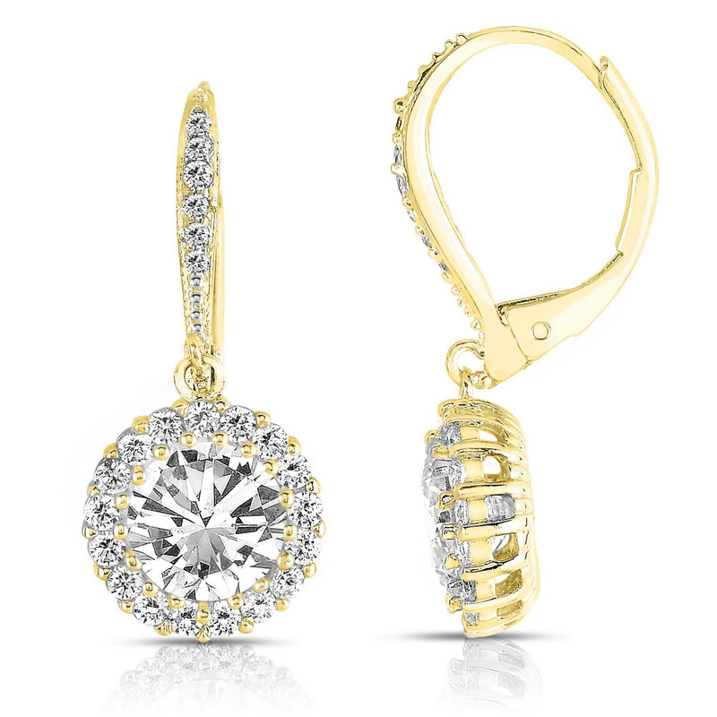 Genevive Sterling Silver with Colored Cubic Zirconia Drop Euro Earrings